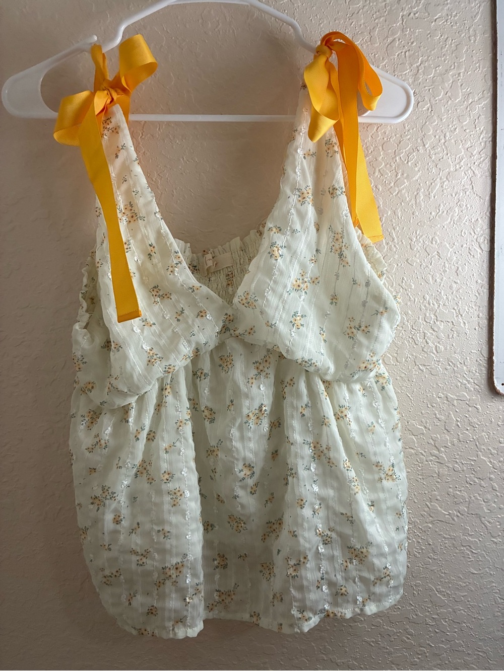 Sleeveless Floral Tie-Shoulder Tank Top - Yellow Floral
